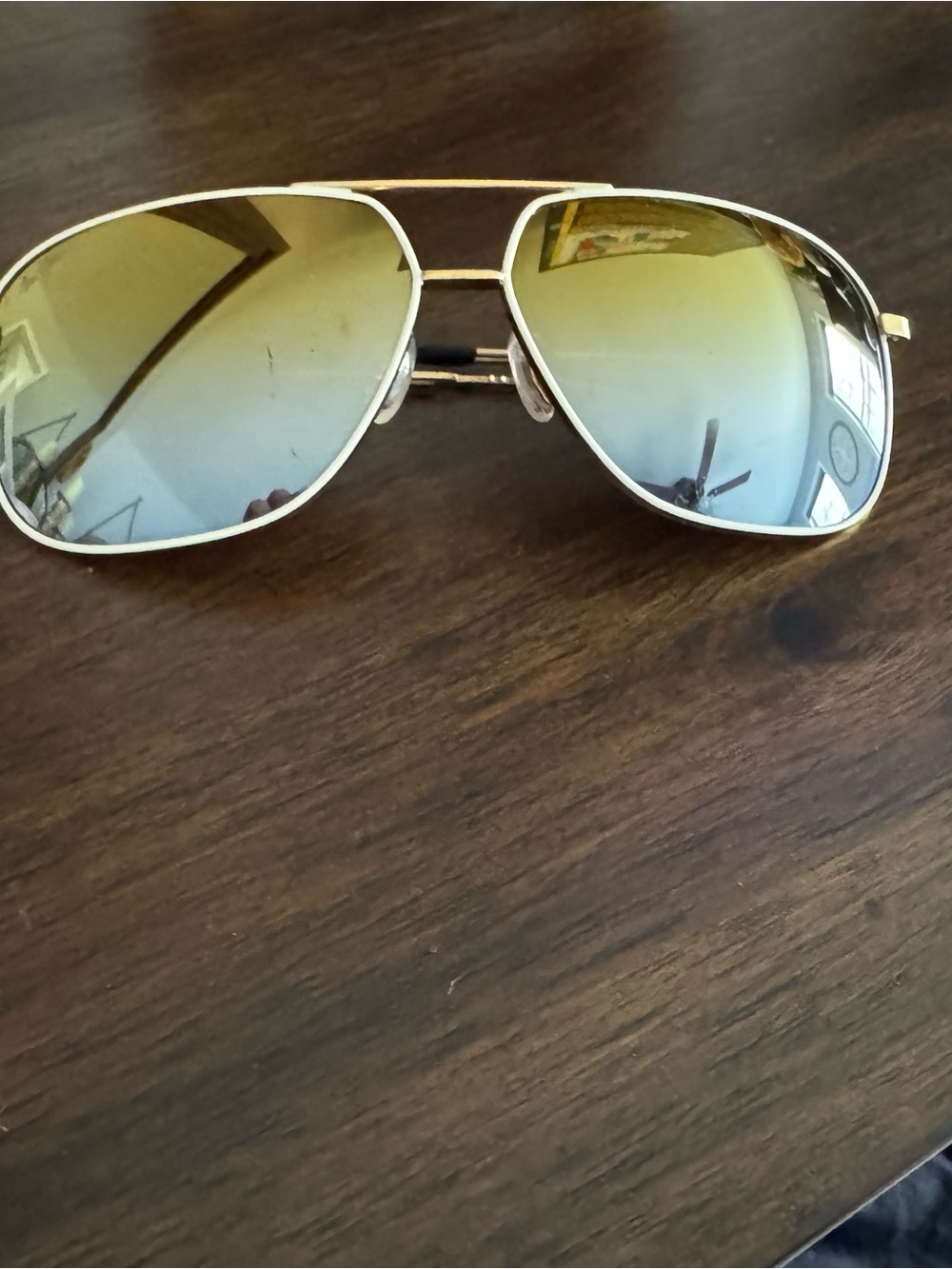 Maui Jim Gold Aviator Sunglasses with Yellow-Green Mirrored Lenses